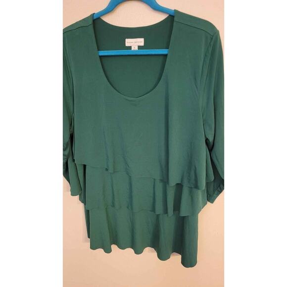 Susan Graver Green layered Top XL - Picture 1 of 7